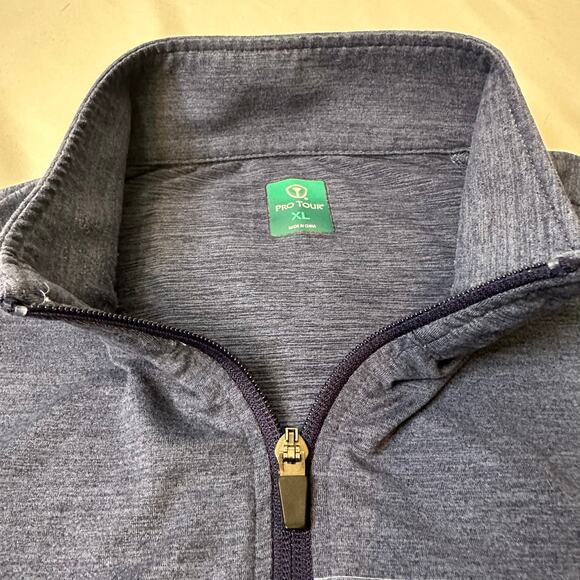 Pro Tour Men's 1/4 Zip Golf Pullover Navy Blue Stripes Long Sleeve Size XL - Picture 2 of 5